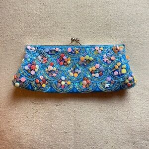 Embellished Blue Clutch